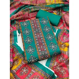 HERE&NOW Floral Printed Beads And Stones Unstitched Dress Material-image-20