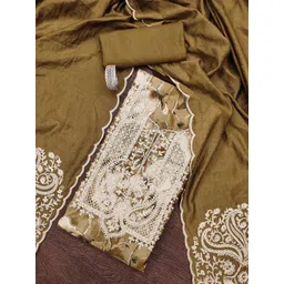 HERE&NOW Floral Printed Embroidered Pure Modal Cotton Unstitched Dress Material-picture-21