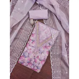 HERE&NOW Floral Printed Organza Unstitched Dress Material-picture-32