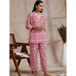 HERE&NOW Floral Printed Straight Kurta With Trouser-picture-25