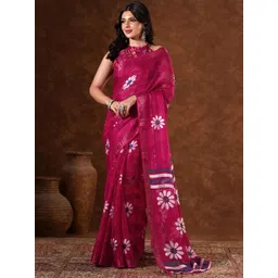 HERE&NOW Floral Printed Tussar Saree-picture-42