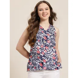 HERE&NOW Floral Printed V-Neck Kurti-picture-17