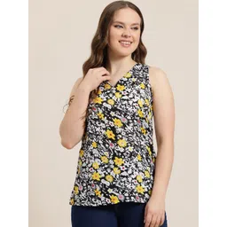 HERE&NOW Floral Printed V-Neck Kurti-picture-16