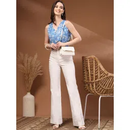 HERE&NOW Floral Printed V-Neck Pure Cotton Kurti-picture-33