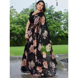 HERE&NOW Floral Sequinned Pure Georgette Fashion Saree-picture-19