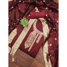 HERE&NOW Floral Woven Design Beads and Stones Unstitched Dress Material-picture-30