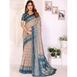 HERE&NOW Floral Zari Linen Blend Saree-picture-13