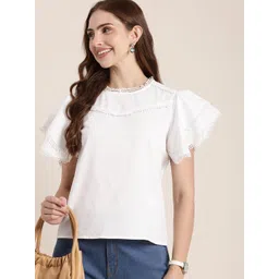 HERE&NOW Flutter Sleeve Pure Cotton Top-picture-21