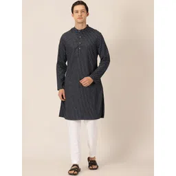 HERE&NOW Geometric Printed Band Collar Straight Kurta-picture-19