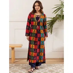 HERE&NOW Geometric Printed Round Neck Gotta Patti Kurta With Palazzos-picture-11