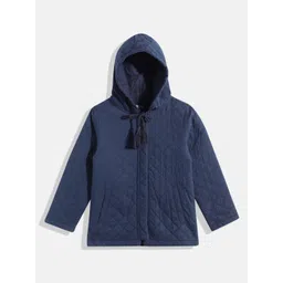 HERE&NOW Girls Checked Quilted Pure Cotton Jacket-picture-15