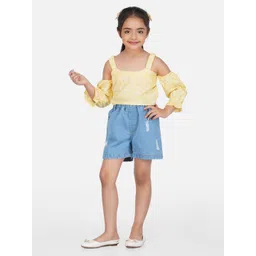 HERE&NOW Girls Floral Printed Pure Cotton Clothing Set-picture-35