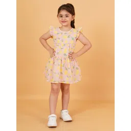 HERE&NOW Girls Printed Flutter Sleeve A-Line Dress-picture-40