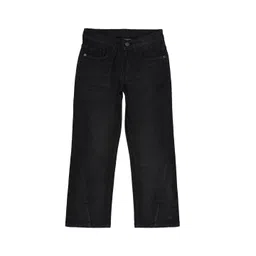 HERE&NOW Girls Wide Leg High-Rise Clean Look Dark Shade Stretchable Jeans-picture-41