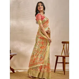 HERE&NOW Green Printed Art Silk Sarees-picture-23