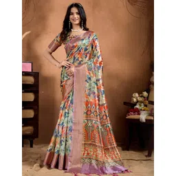 HERE&NOW Green Printed Art Silk Sarees-picture-39