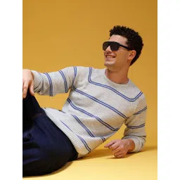 HERE&NOW Horizontally Self-Striped Acrylic Pullover-picture-18