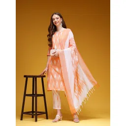 HERE&NOW Ikat Printed Cotton Kurta Set-picture-24