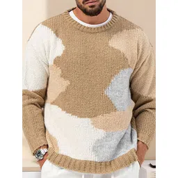 HERE&NOW Men Abstract Self Design Round Neck Pullover-picture-21