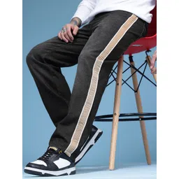 HERE&NOW Men Baggy Fit Side Stripe Pure Cotton Jeans-picture-35