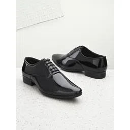 HERE&NOW Men Black Leather Formal Oxfords-picture-31