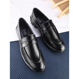 HERE&NOW Men Black Round Toe Formal Loafers-picture-24