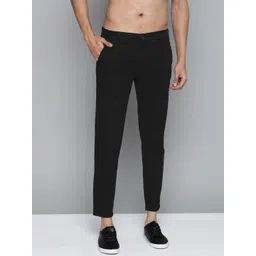 HERE&NOW Men Black Slim Fit Cropped Solid Chinos-picture-16