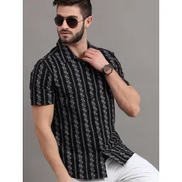 HERE&NOW Men Black Slim Fit Ethnic Printed Casual Shirt-picture-14