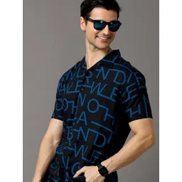 HERE&NOW Men Black Slim Fit Printed Casual Shirt-picture-25
