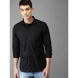HERE&NOW Men Black Slim Fit Solid Casual Shirt-picture-10