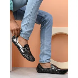 HERE&NOW Men Black Synthetic Leather Casual Loafers-picture-28