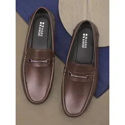 HERE&NOW Men Brown Buckled Formal Loafers-picture-32