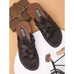 HERE&NOW Men Brown One Toe Comfort Sandals-picture-20