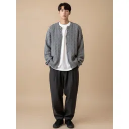 HERE&NOW Men Cable Knit Cardigan-picture-28