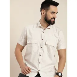 HERE&NOW Men Classic Slim Fit Opaque Pure Cotton Casual Shirt-picture-39