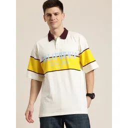 HERE&NOW Men Colourblocked Drop-Shoulder Sleeves Boxy T-shirt-picture-15