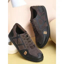 HERE&NOW Men Colourblocked Leather Sneakers-picture-31