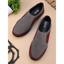 HERE&NOW Men Colourblocked Suede Slip-On Sneakers-picture-26