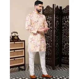 HERE&NOW Men Embellished Polyester Straight Kurtas-picture-22