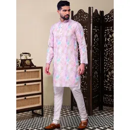 HERE&NOW Men Embellished Polyester Straight Kurtas-picture-19