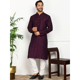 HERE&NOW Men Embellished Sequinned Liva Kurta-picture-25
