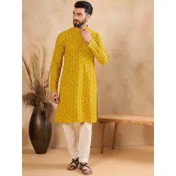 here&now Men Embroidered Viscose Rayon Straight Kurta-picture-11