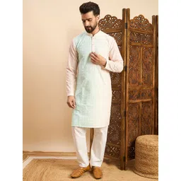 HERE&NOW Men Ethnic Motifs Embroidered Thread Work Kurta-picture-18