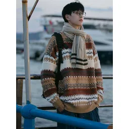 HERE&NOW Men Fair Isle Printed Pullover-picture-39