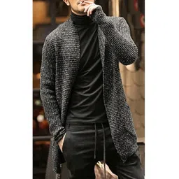 HERE&NOW Men Grey Acrylic Slim Fit Sweaters-picture-17