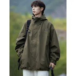 HERE&NOW Men Hooded Solid Casual Bomber Jacket-picture-40