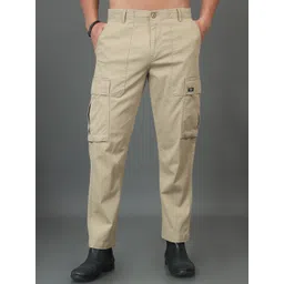 HERE&NOW Men Mid-Rise Cotton Plain Slim Fit Cargos Trouser-picture-24