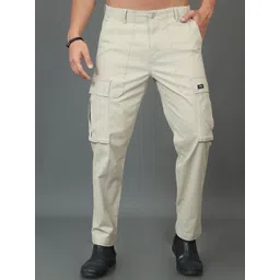 HERE&NOW Men Mid-Rise Cotton Plain Slim Fit Cargos Trouser-picture-23