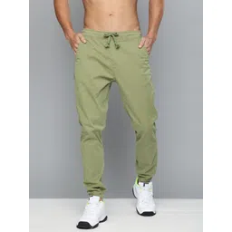 HERE&NOW Men Olive Green Regular Fit Solid Joggers-picture-26