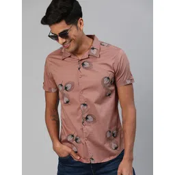 HERE&NOW Men Pink Slim Fit Printed Casual Shirt-picture-17